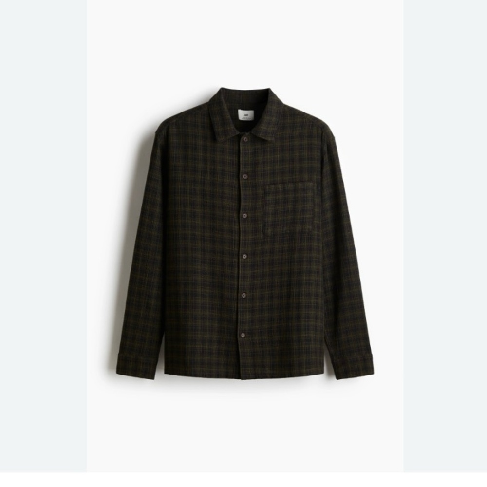 H&M Men's Checkered Button Down Shirt - Black and Brown